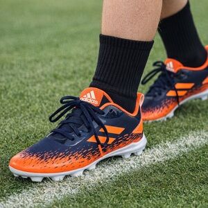 Adidas Cleats Kids 4.5 Bright Orange Navy Soccer
